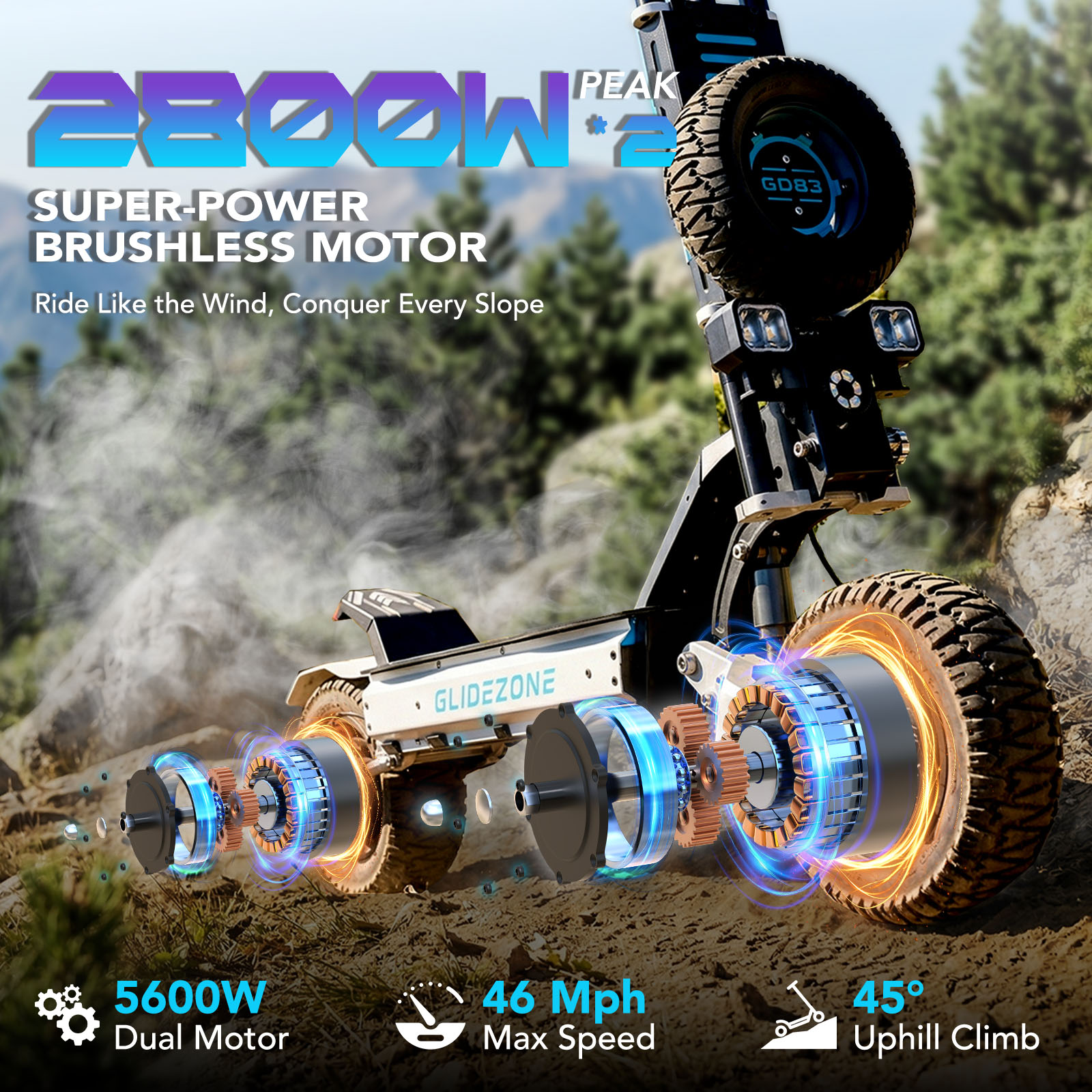 OBARTER GD83 elektrische off-r - 60V 5600W Dual Motor Electric Scooter recensie en prijs