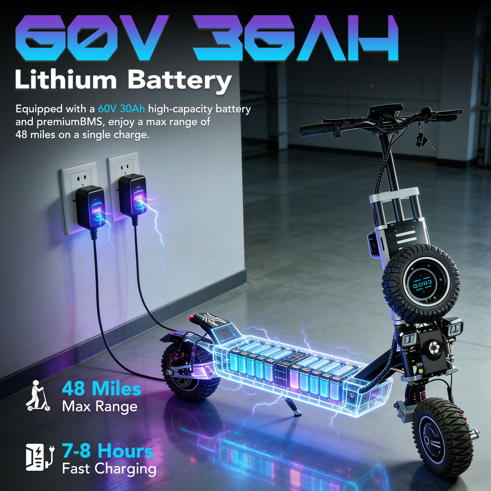 OBARTER GD83 elektrische off-r - 60V 5600W Dual Motor Electric Scooter recensie en prijs